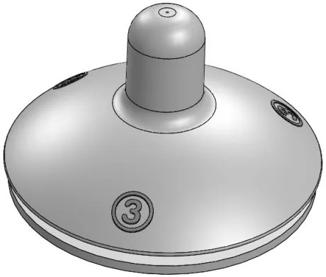 Underside of a silicone bottle nipple with the flow stage number molded into the flange