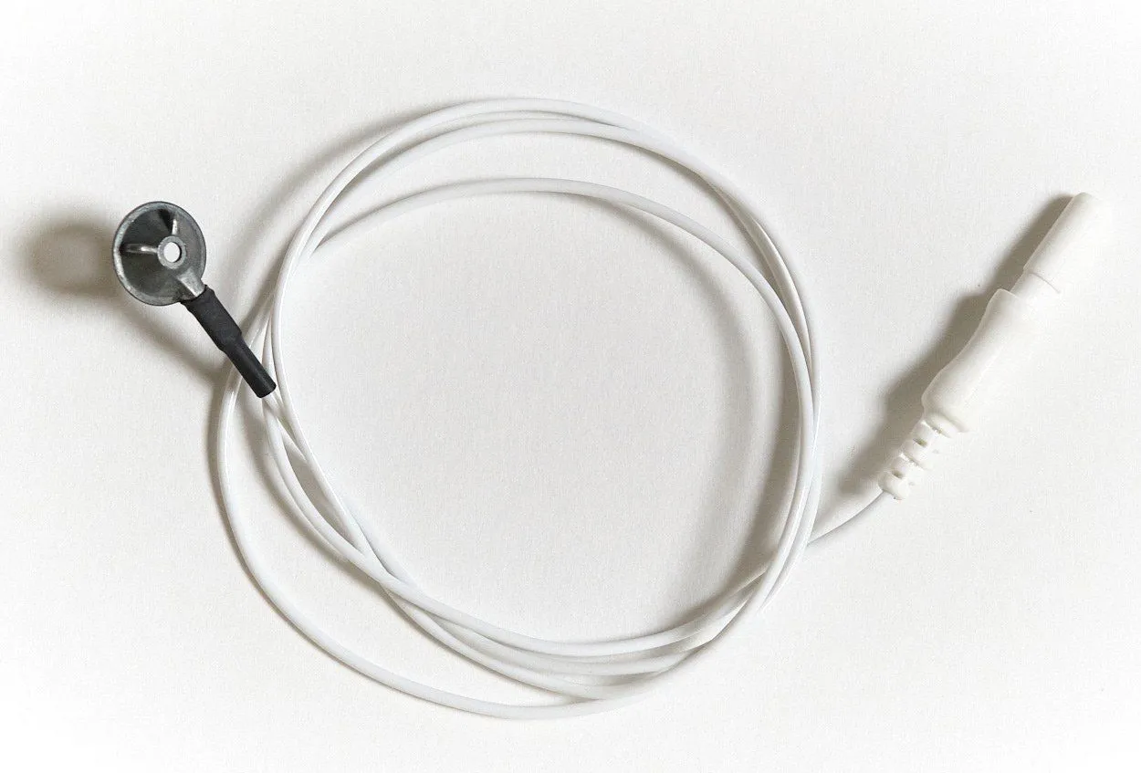Cup electrode on a white lead used for EEG and EOG recording
