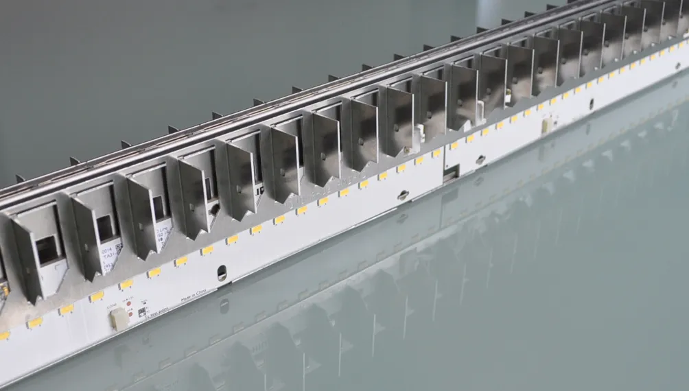 J2 Lights linear LED light bar with sheet-metal heat-sink fins along the PCB