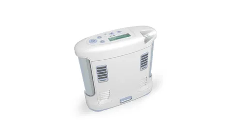 Inogen One portable oxygen concentrator in white with a small control panel