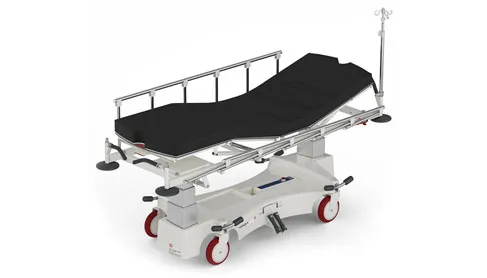 Novak Stretcher X Electric hospital stretcher with side rails and IV pole