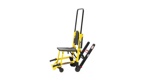 Stryker Stair-PRO yellow stair chair with tracks for carrying patients down stairs