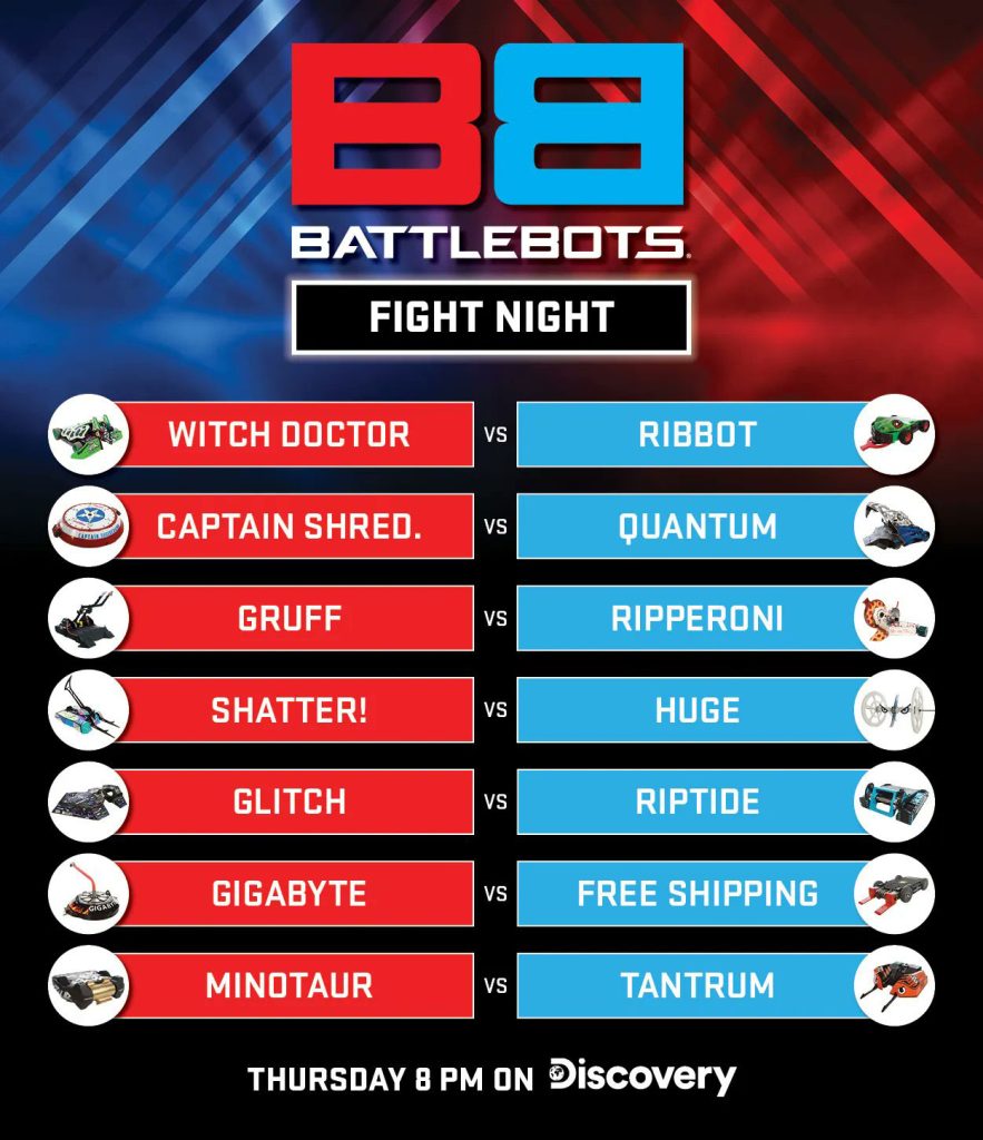 battlebots first episode fights schedule matchup