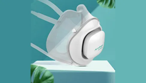 Airwheel F3 smart electric air mask with a clear shell and white fan unit