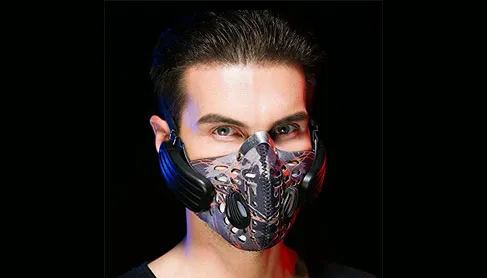 Man wearing a Gendax bone-conduction headphone anti-pollution mask