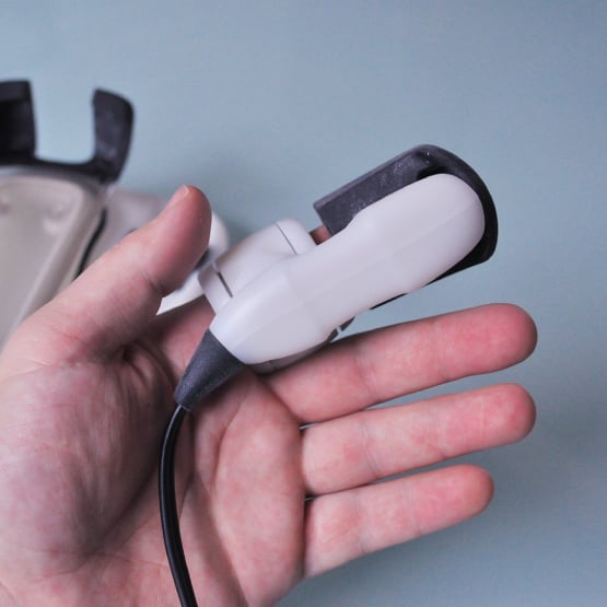 testing an interactive prototype for a product by attaching it to the finger