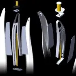 Exploded view of the 2010 Vancouver Olympic torch components