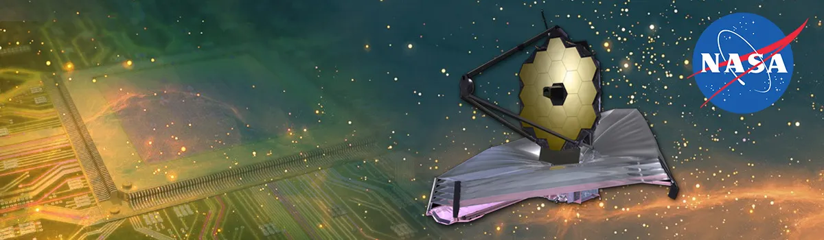 Cutaway illustration of the James Webb Space Telescope showing primary mirror, sunshield and light path